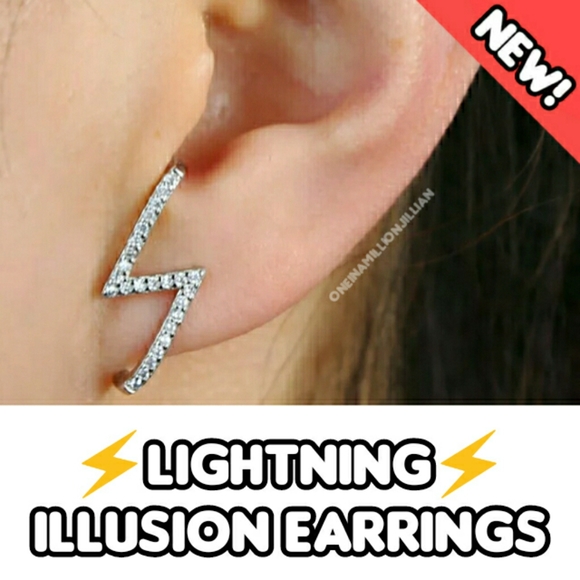 LAST 1! Pave Lightning Huggie Illusion Earrings - Picture 3 of 4